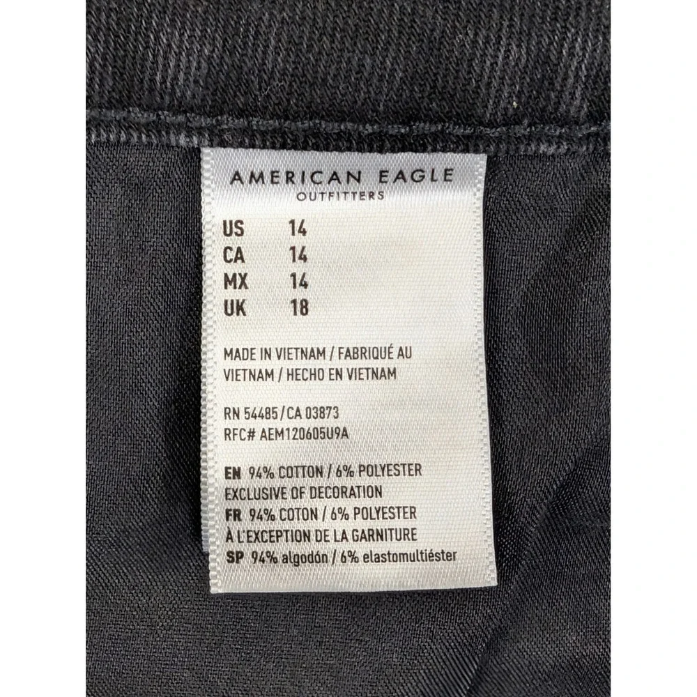 American Eagle Womens Denim Mini Skirt Sz 14 Button Front Black - Picture 4 of 8